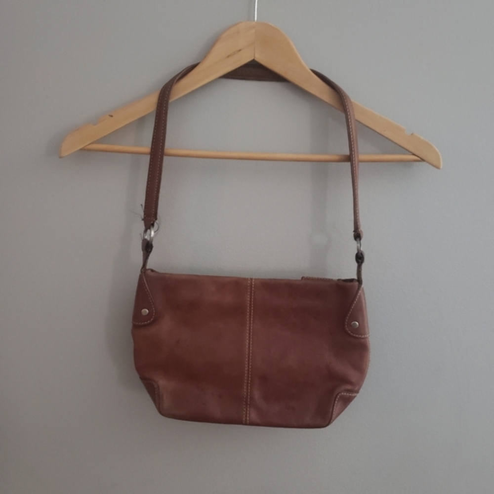 Vintage brown Fossill purse, shoulder purse, stitc